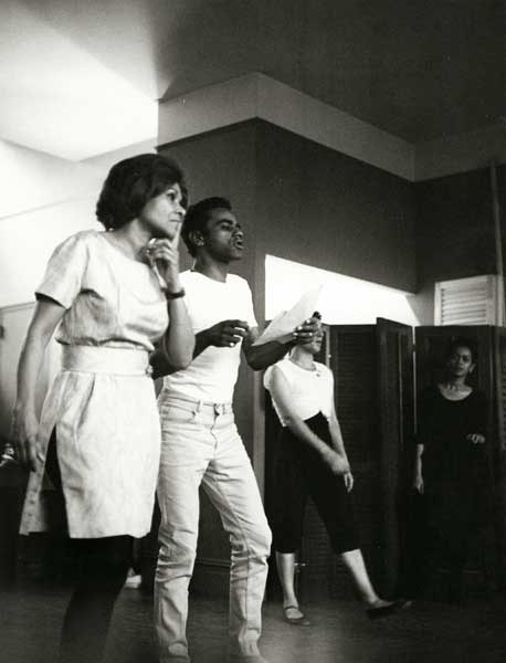 Katherine Dunham in dance studio with Johnny Mathis, 1963–1964. 