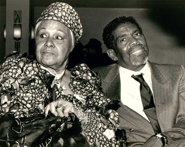 Katherine Dunham sitting with former student Alvin Ailey, ca. 1986.